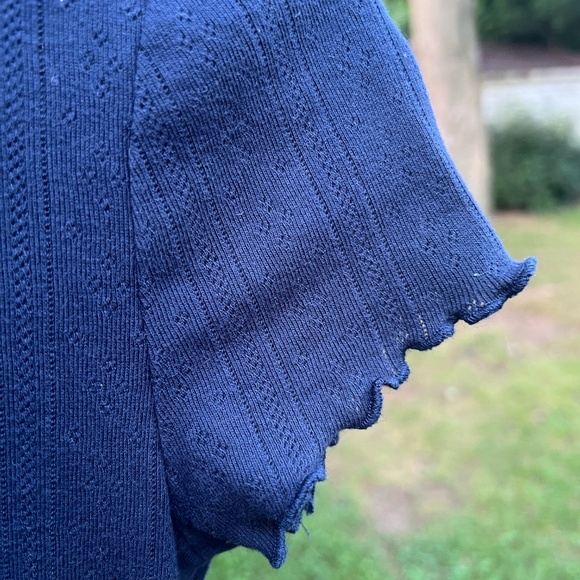 Splendid Navy Blue Como Pointelle T-Shirt XS - Picture 5 of 12